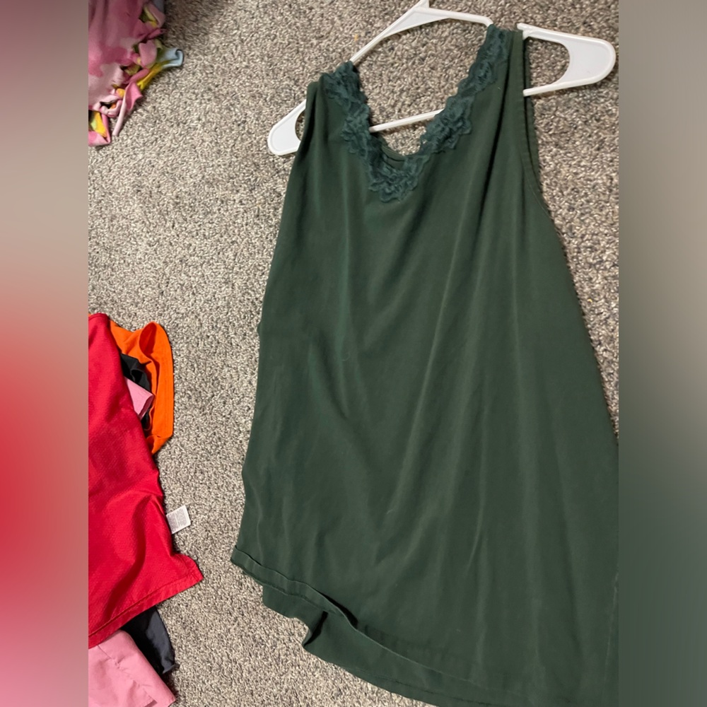 Green lace tank top